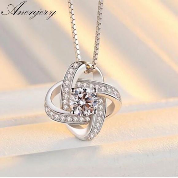 Jewelry - Sterling Silver NecklaceForever HeartZircon Mosaic